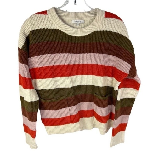 Madewell Patch Pocket Stripe Pullover Sweater M - Picture 10 of 12